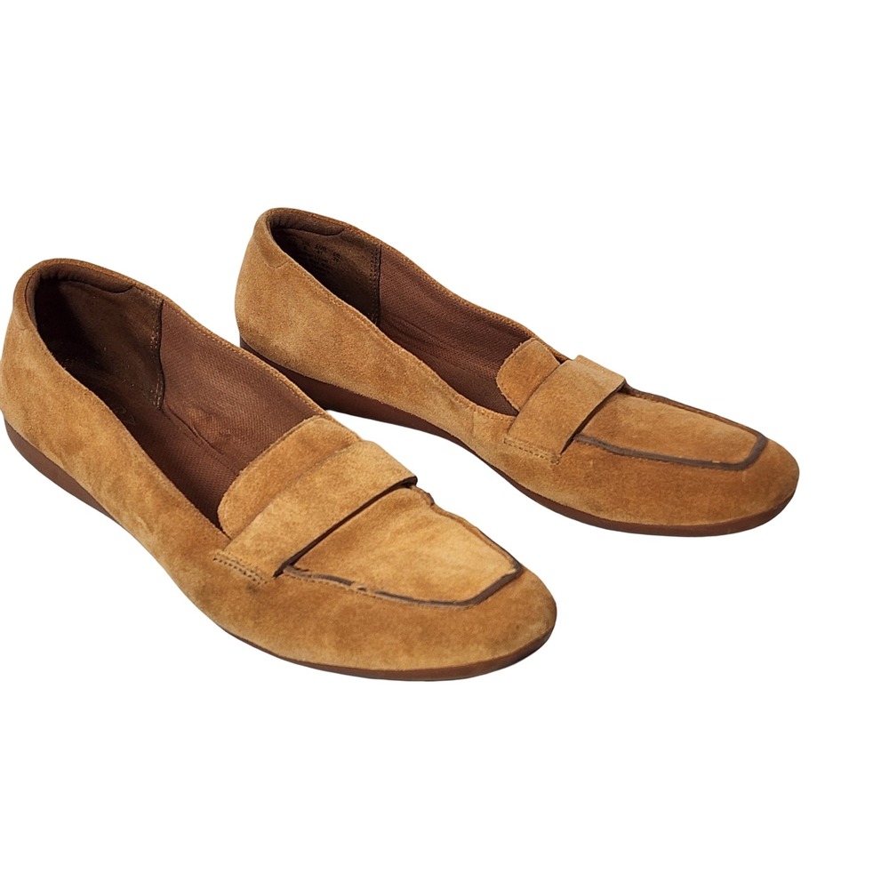 Naturalizer Genn Flow Tan‎ Suede Penny Loafers Square Toe Mens 11M Flat Shoes